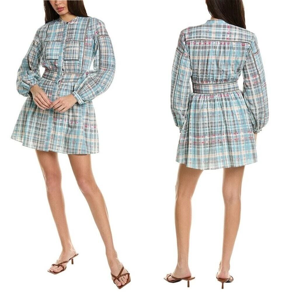 NWT Joie Charmesse Short Adriatic Blue Plaid Dress Size 0